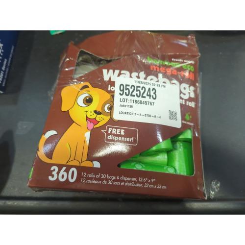 Set of  360 Petkin Bamboo Eco Mega-Roll Waste Bags -