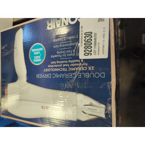 Double Ceramic 1875-Watt Hair Dryer in White