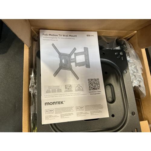 monTEK Full Motion TV Wall Mount for 23–65 Inch Flat & Curved TVs and Monitors, Swivel & Tilt Articulating Bracket, Max VESA 400x400mm, Holds up to 77 lbs, Perfect Center Design