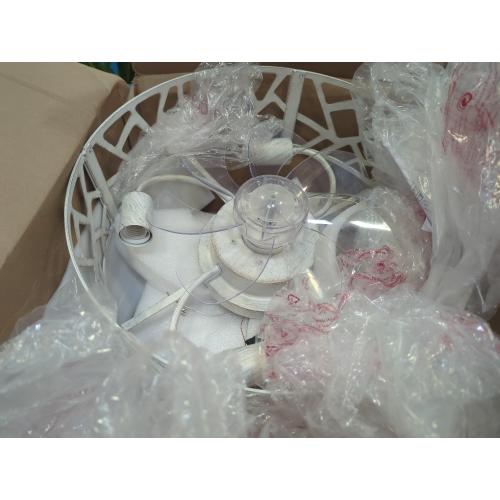 Flush Mount Fandelier Ceiling Fan with Lights and Remote, 18 inch Caged Ceiling Fan with Light Vintage White, Farmhouse Ceiling Fans for Bedroom, Kitchen, Living Room