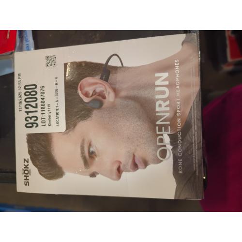 Shokz Open Run Wireless Bone Conduction Sport Headphones with Built-In Mic - Black