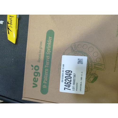 ARMY GREEN VEGO I Metal 9-Pattern Turret Lawn Sprinkler, 9 Pattern Garden Sprinkler with Heavy-Duty Metal Base, Great for Small, Shaped, Medium-Sized Yard Areas, Coverage Area Up to 1,022 Sq.Ft