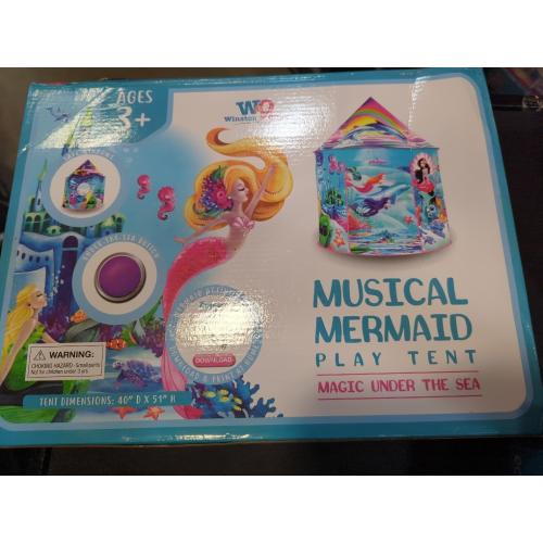 W&O Musical Mermaid Tent with Under-The-Sea Button - Captivating Pop Up Tent for Girls - Perfect for Indoor & Outdoor Play
