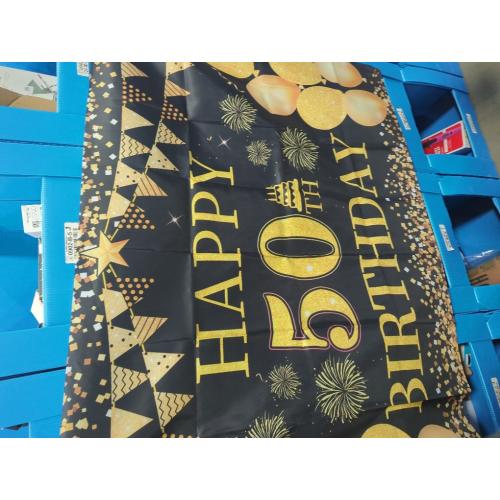 50th Birthday Decorations for Men Women, 46 Pcs Black Gold Happy 50 Year Old Party Supplies 1975 Birthday Gifts Banner Backdrop Balloon Cake Topper Honeycomb Centerpiece Hanging Swirls Set