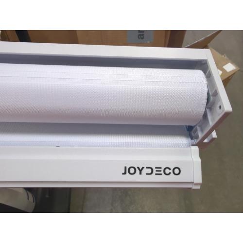Joydeco Blackout Cordless Roller Shade White Fabric Mini Blinds & Shades for Windows 28 Inch Wide Home Darkening(28x 75)