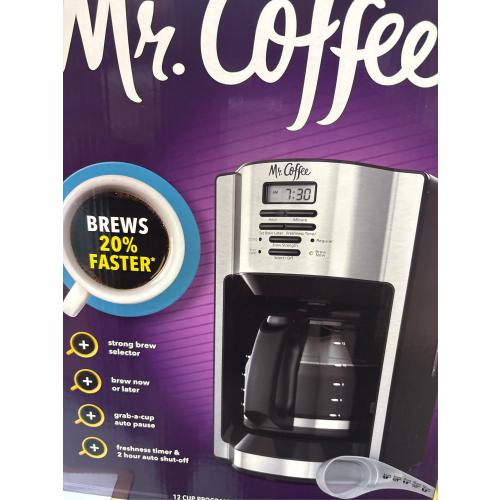 Mr. Coffee - 12-Cup Coffee Maker with Rapid Brew System - Stainless Steel