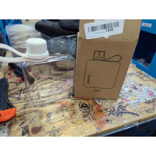 Portable Flat Water Bottle,BPA Free Reusable Tritan Plastic Travel Water Bottle Cup,Lightweight Leakproof Slim Water Bottle Fits Purse,Backpacking, Hiking (White, 8 oz)