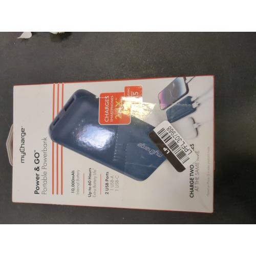 myCharge 10000mAh Power & Go Power Bank - Blue
