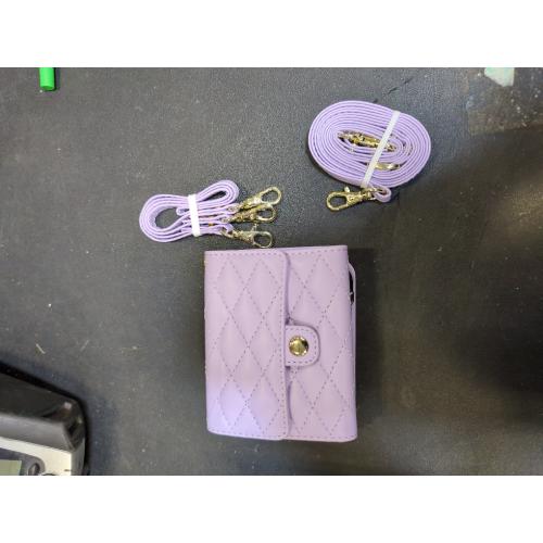 PURPLE SAMSUNG GALXY FLIP WALLET CASE KIHUWEY for Crossbody Purse with Credit Card Slot Holder RFID Blocking PU Leather Adjustable Lanyard Detachable Strap Wrist for Women (Purple)