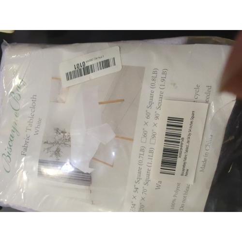 Biscaynebay Fabric Square Tablecloths 54x54 Inches, White Water Resistant Table Cloth Small Card Folding Table Covers Linen for Dining, Kitchen, Wedding and Parties etc. Machine Washable