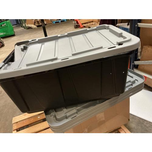 IRIS USA 3-Pack 27 Gallon Storage Bins with Lids |Made in USA| Heavy Duty Plastic Tote Containers for Truckbed Tool Box Organization, Large - Gray