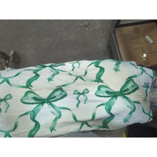 Throw Blanket Bow Pattern Green Flannel Blanket 80 x 60 Inch Soft Lightweight for Sofa Couch Living Room Bed Office All-Season Comfort