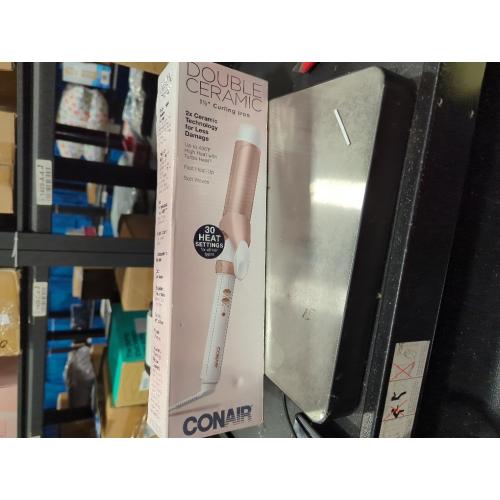 Conair Double Ceramic 1-1/2 Inch Curling Iron, 1.5-Inch Barrel Creates Soft Waves and Curls, Hair Curler for Use on Medium and Long Hair, White
