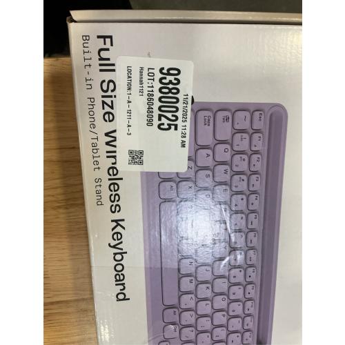 North Full Size Wireless Keyboard with Built-in Phone/Tablet Stand - Lavender