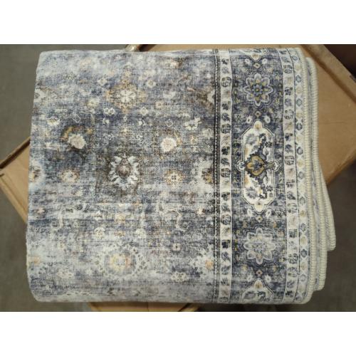Grey and Blue Bedroom Rectangular Rug Washable Area Rug Non Slip Low Pile Small Carpet for Bedroom, Bedside, Kitchen, Entryway, Kids Room, Office, College Dorm Essentials for Girls