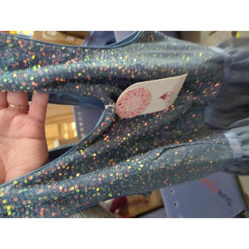 Size S BeryLove Sequin Dress Vintage A Line Wedding Formal Swing Tulle Dress Sleeveless Cocktail Mini Dress