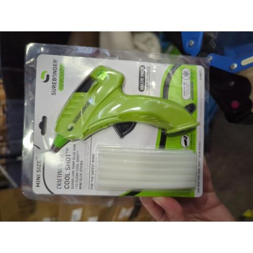 Surebonder 10W Ultra Low Temp Cool Shot Mini Glue Gun Kit with 12 Glue Sticks, Bonds Delicate Materials Like Paper, Fabric, Foam, Balloons - Clear