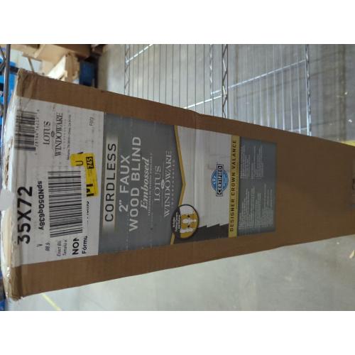 Lotus & Windoware Cordless 2 Faux Wood Room Darkening Horizontal Blind, 35 W x 72 L, Bright White, Embossed