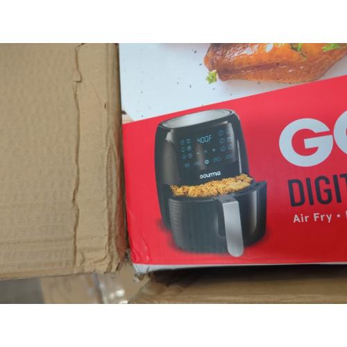 Gourmia Air Fryer Oven Digital Display 4 Quart Large AirFryer Cooker 12 1-Touch Cooking Presets, Black and Stainless Steel Accents Fry Force GAF486
