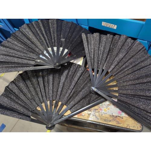 3PACK...Amajiji Rave Fans, Large Folding Hand Fan Popping Fan for Line Dancing, Big Clacking Fans Clap Fans Festival Fans Foldable for Boots On The Ground Dance,Music Festival, Party (Black)
