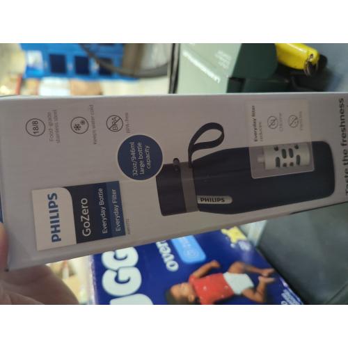 PHILIPS Water Bottle with Filter, Filter Water Bottle Stainless Steel with GoZero Everyday BPA-Free Tap Water Filter, Water Filter Bottle Keep Drink Cold 24 Hours, 1 Filter for 40 gal / 2 Months