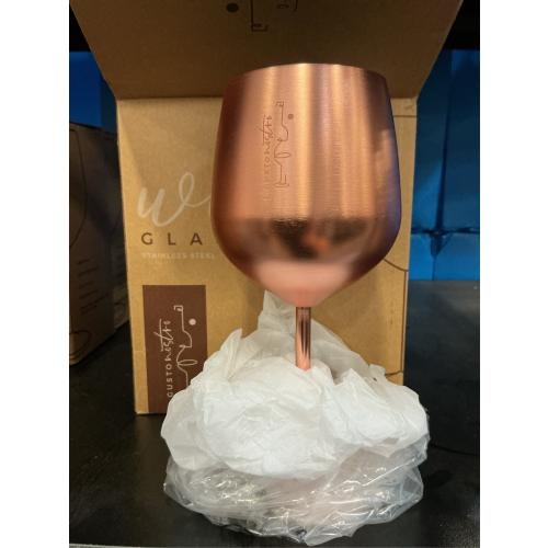 Gusto Nostro Stainless Steel Wine Glass - 18 oz - Unbreakable Rose Gold Wine Glasses for Travel, Camping and Pool - Fancy, Unique and Cool Portable Metal Wine Glass for Outdoor, Picnics (Set of 4)