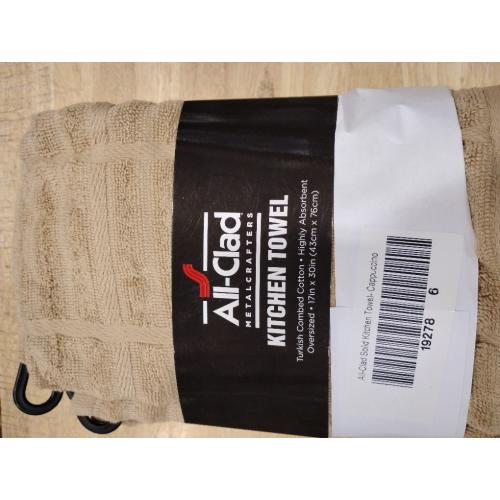All-Clad Solid Kitchen Towels: Highly Absorbent, Super Soft Long Lasting - 100% Cotton, 17x30 Tea Towels for Cleaning & Drying Dishes, Pans, Glassware, or Countertops, (6-Pack), Cappuccino