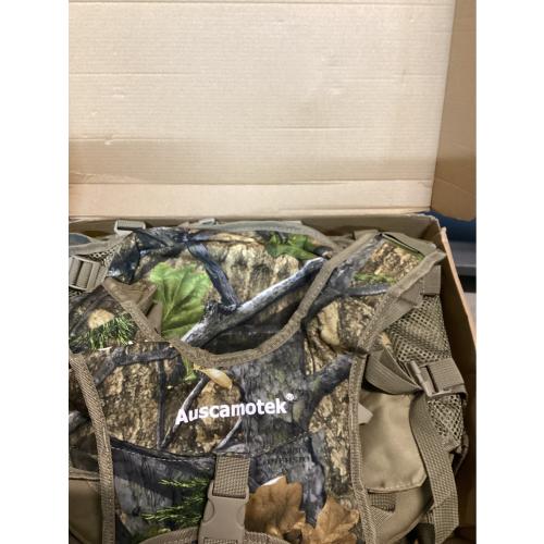 AUSCAMOTEK Camouflage Hunting Vest with Detachable Seat Cushion for Turkey Dove and Upland Bird Hunting