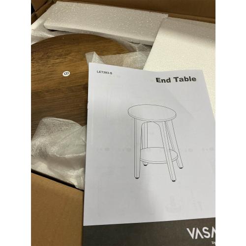 VASAGLE MAEZO Collection - Side Table, 2-Tier Small Round End Table, Nightstand with Tapered Legs, Curved Transitions, for Small Spaces, Living Room, Bedroom, Rustic Walnut ULET283T41