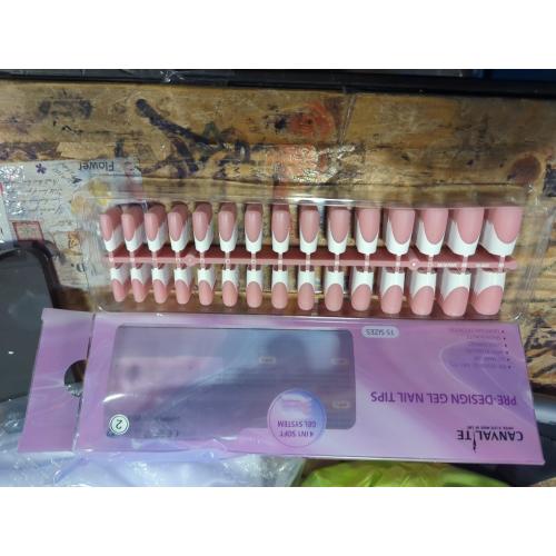 Canvalite French Tip Press on Nails - 300Pcs Pre-Colored Quick and Easy Press on Nails Long Square Fake Nails with Designs DIY Gel Nail Tips, Pink White