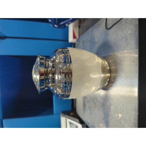 Small White and Silver Cremation Urn