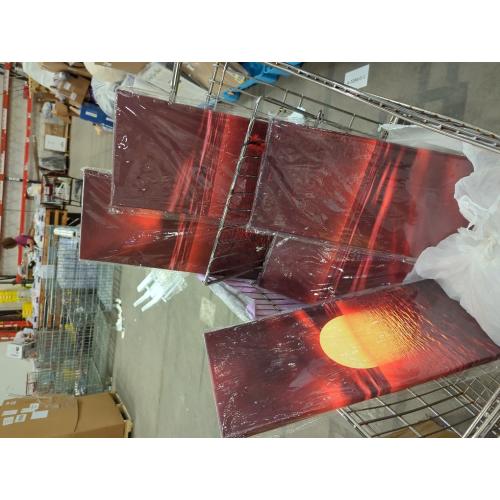Wieco Art Red Sun Canvas Prints Wall Art Ocean Sea Beach Pictures Paintings Ready to Hang for Living Room Bedroom Home Decorations Modern 5 Piece Stretched and Framed Grace Landscape Giclee Artwork