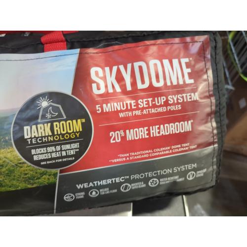 Coleman 4/6/8/10 Person Skydome Dark Room Tent with Rainfly, 5 Minute Setup, Blocks 90% of Sunlight, 20% More Headroom Than Traditional Tents