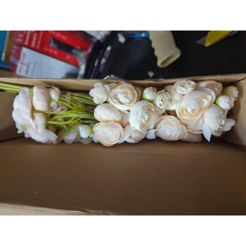 Letjolt Ranunculus Artificial Flower Light Champagne Silk Flowers Faux DIY Bouquet for Wedding Engagement Centerpieces Arrangements Bridal Shower Decorations Home Decor 18pcs