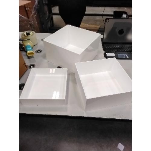 6PCS Clear Display Nesting Riser Stands, Display Stands with Hollow Bottoms with Load-bearing Capacity of 11.02 lbs (White)