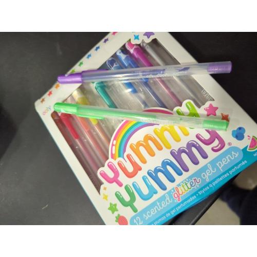 Ooly Scented Yummy Yummy Glitter Gel Pens Set of 12-1.00mm NIB Scented Glitter Pens for Kids, Adults, Art and Stationery Set Back to School Supplies