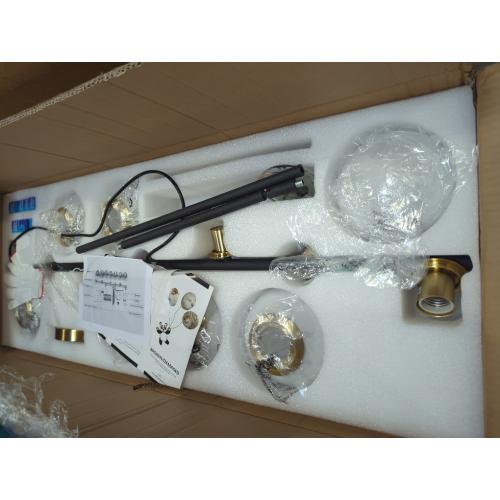 KCO Lighting Black and Brass Linear Pendant Light Mid Century Modern Sputnik Chandelier 7 Lights Milk Glass Globe Kitchen Island Pendant Lighting for Dining Room Living Room