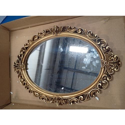 OIGUMR Oval Small Wall Mirror Mirror Vintage Hanging Mirrors for Bedroom Living-Room Dresser Decor (Gold, Frame Size：12 x 8.3 inch)