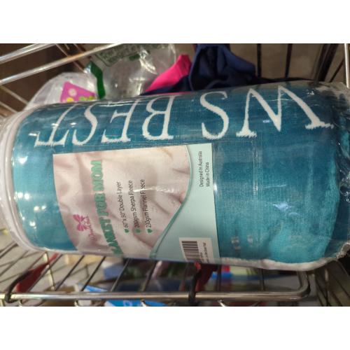 Mom Blanket – Double Layer Sherpa Fleece – Soft Fluffy Throw, Quality Print – 'Thank You Mom, I Love You' – from Daughter, Son – Gift for Birthday, Mother's Day, Christmas, etc. (Ocean Teal)
