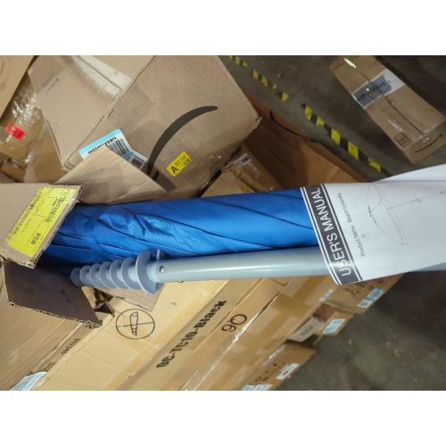 Tempera Heavy Duty High Wind Beach Umbrella with Sand Anchor & Carry Bag|Patio Outdoor Umbrella with Aluminum Frame and Push Button Tilt, Ideal for Travel Garden Lawn, UPF 60 ,Blue