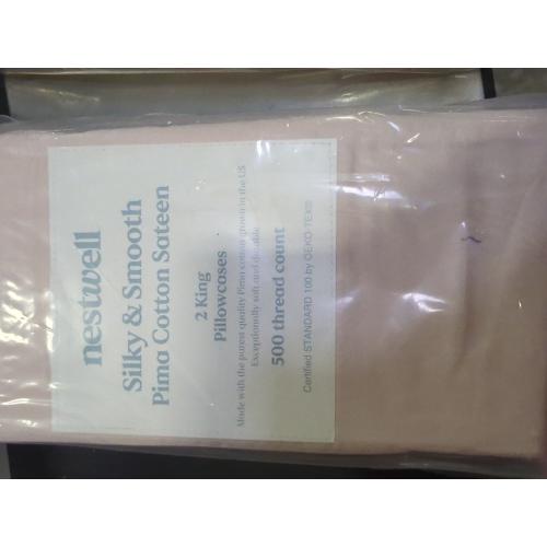 Nestwell Silky And Smooth Pima Cotton Sateen 2 King Pillowcases 500 Thread Count Silver Peony