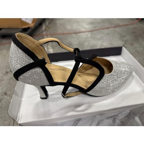 HW Women's Sparkling Glitter Customized Heels Ballroom Dance Shoes Modern Shoes - size 10