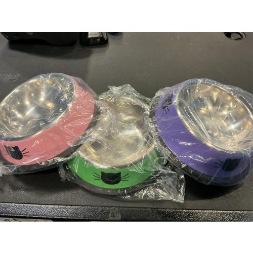 3 Pcs Non-Slip Stainless Steel Small Cat Food Bowls - Unbreakable, Thicken, 7 Oz, Suitable for Indoor Small Pets - Removable Rubber Base, Easily Clean, Lovely Color