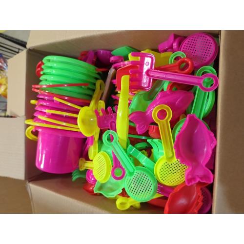 The Dreidel Company Mini Beach Day Playsets (Pack of 6) 3.25 Sand Bucket Play Set Box Includes, Pail, Shovel, Rake, Sifter Scoop, Dolphin Fish Sand Trays Toy for Boys and Girls Birthday Party Favor