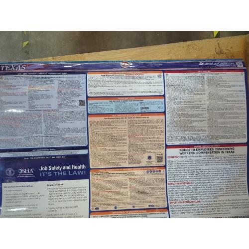 Labor Law Posters Texas 2026, English, Spanish, State Federal Notices | 26 x 39.5, Federal Workplace Notices With OSHA, EEOC, FMLA, Minimum Wage, HR Office, Worksite, Employee Posting Details