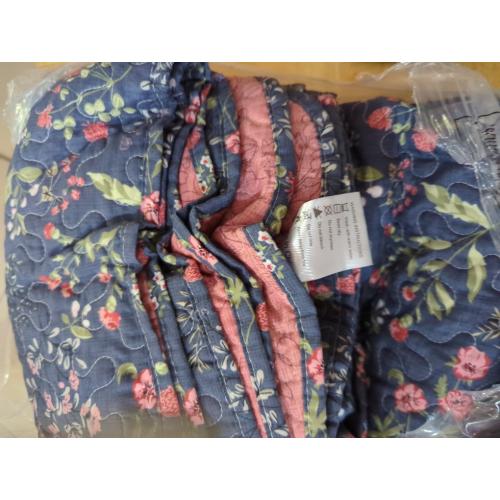 Travan 3-Piece Quilt Set Quilted Bedspread Lightweight Coverlet Set Garden Style Floral Printed Oversized Quilted Bedding Set for All Season, Blue Flower Sea, Queen Size