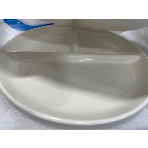 Sweese Porcelain Division Dinner Plates Set of 2, 9 Inch Divided Plates for Adults, Balanced Meal Building - White