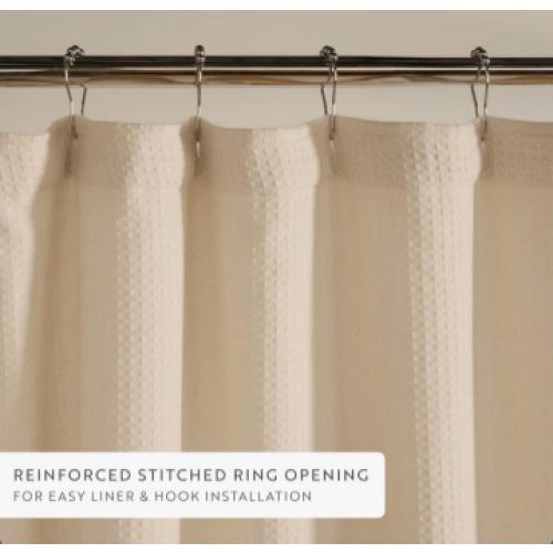 Waffle Textured Cotton Blend Shower Curtain (ivory)