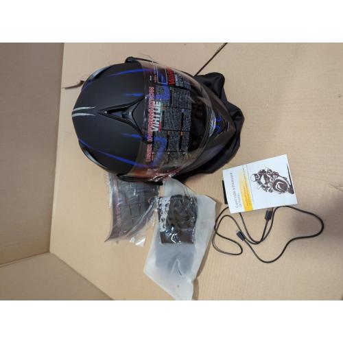 Black & Purple Motorcycle Bluetooth Modular Helmet, DOT Approved Dual Visor Full Face Flip Up Bluetooth Integrated Motorcycle Helmet for Adults Men and Women