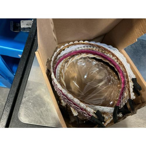 LYroo Cute Pearl Headbands Beaded Headband Metal Head Bands No Slip Fashion Hair Accessories for Women Girls,10 Pack